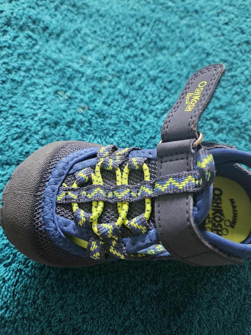 OshKosh B'gosh Navy and Lime Kids Outdoor Sandals